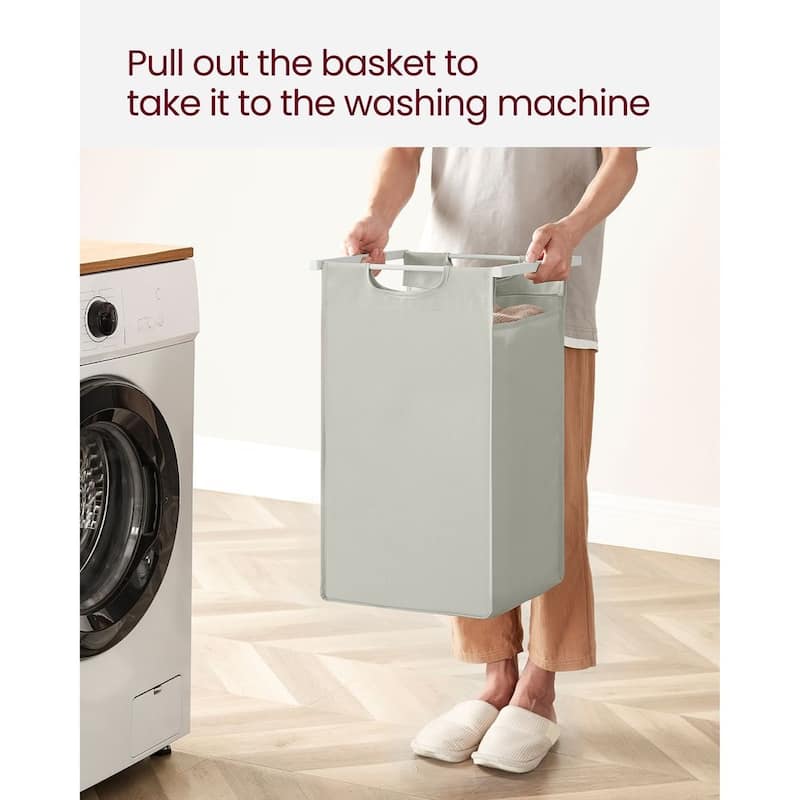 3 Compartment Laundry Sorter with Removable Waterproof Bags and Lockable Rolling Wheels - 36.4” x 13” x 28.4”