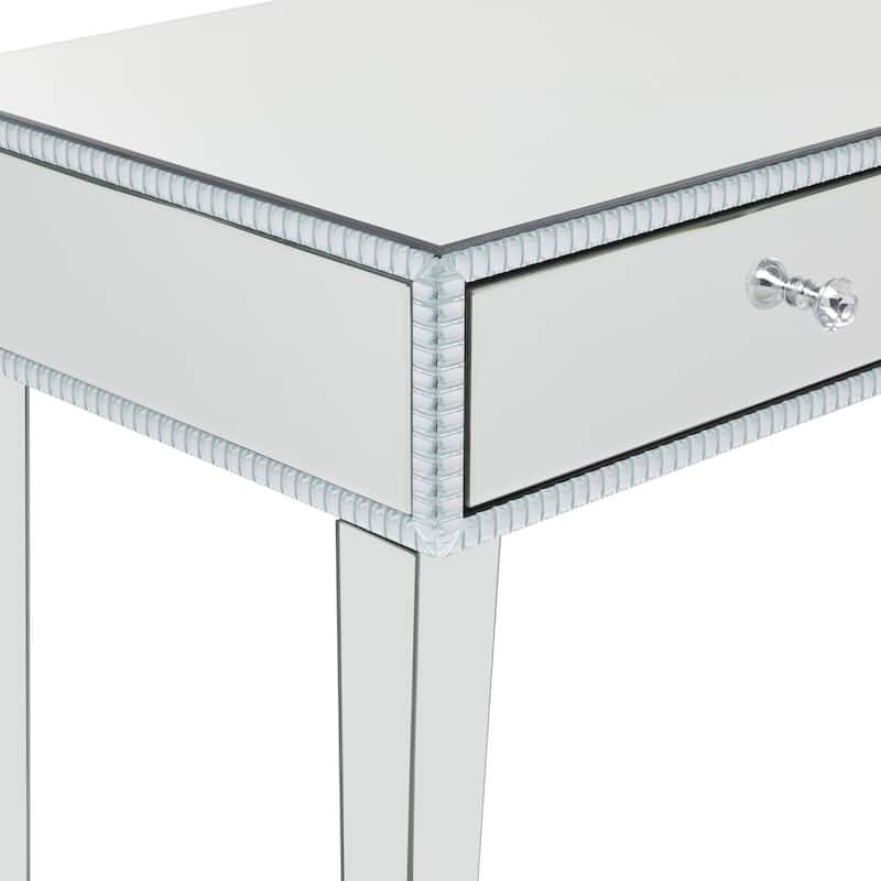 Wooden Mirrored 2 Drawers Console Table - Silver - Roche River Decor