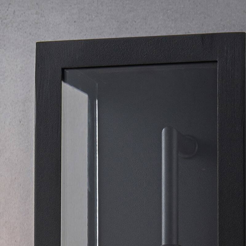 CraftHome H18" Modern Minimalist Black Outdoor Wall Lantern with Clear Glass Dusk to Dawn Outdoor Exterior Wall Light - W5''