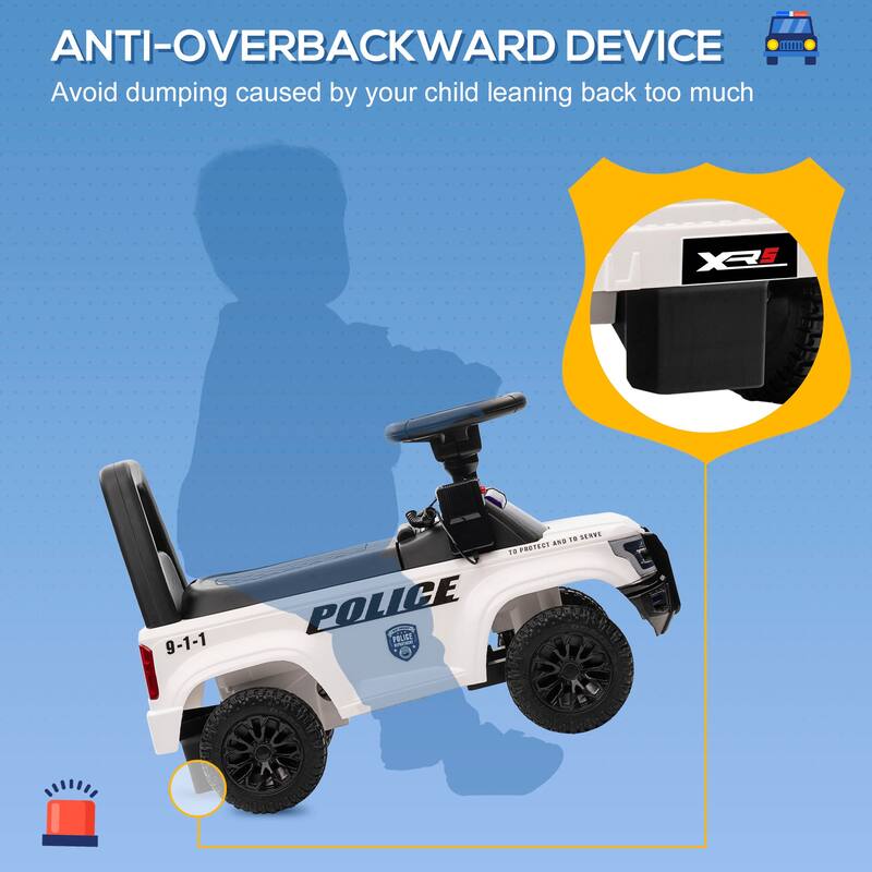 Imaginative Play Kids Ride On Police Car with Built in PA System Anti Tip and Storage Be Used for Toddlers Outdoor Adventures