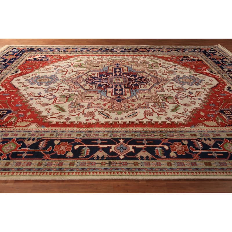 Geometric Heriz Serapi Oriental Large Area Rug Handmade Wool Carpet - 11'10" x 14'11"