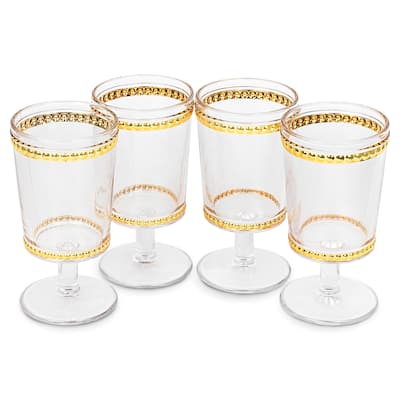 American Atelier Gold Beaded Wine Glasses Set of 4 - 13 oz.