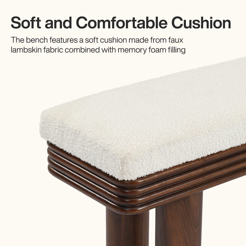 Upholstered Entryway Bench, 55-Inch Shoe Bench with Padded Seat