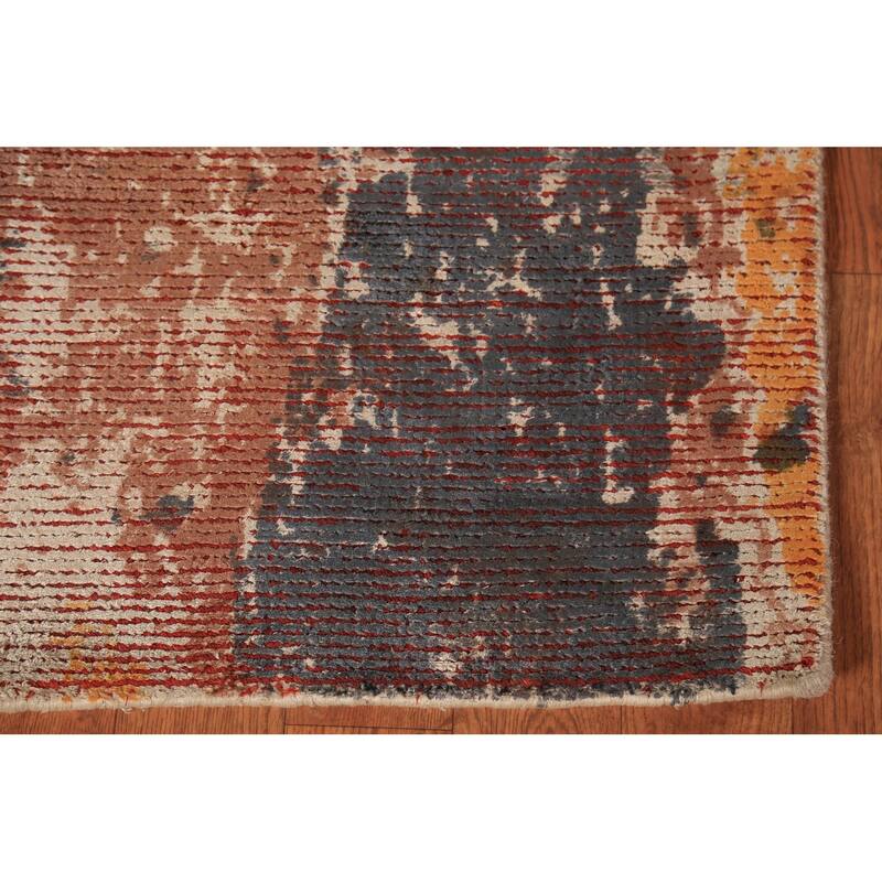 Contemporary Abstract Oriental Runner Rug Hand-Knotted Wool Carpet - 2'10"x 8'4"
