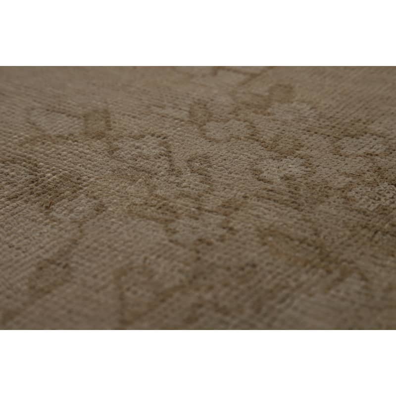 Tabriz Persian Vintage Area Medallion Beige Wool Carpet - 8'4" x 11'1"