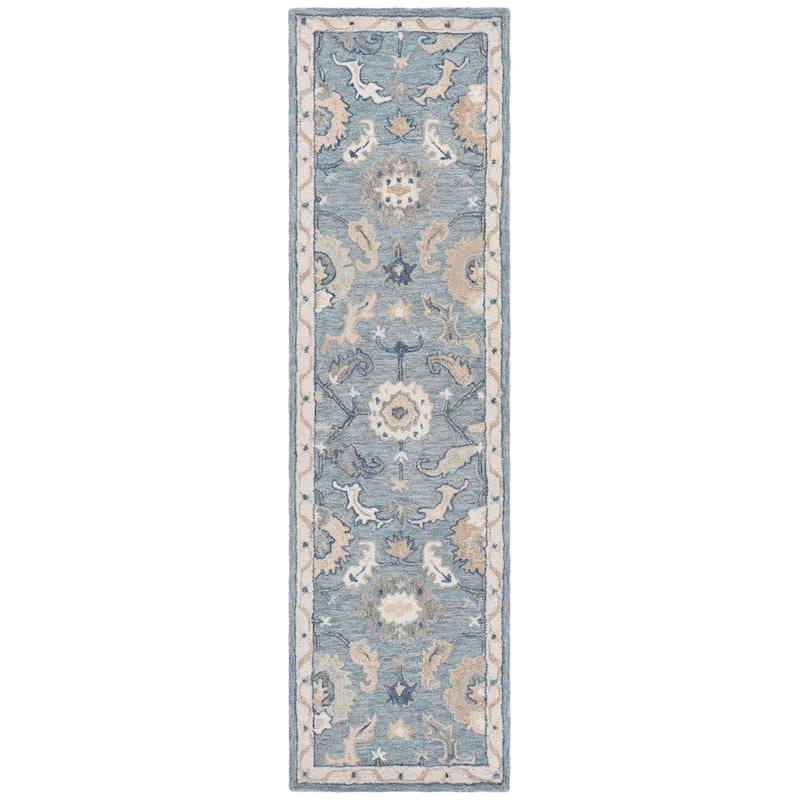SAFAVIEH Handmade Metro Mabel Wool Rug - Blue/Ivory - 2'3" x 8' Runner
