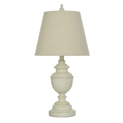 StyleCraft Marion Distressed Cream Table Lamp - Light Beige Shade