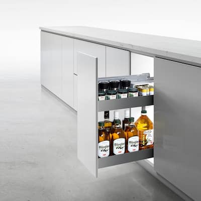 HIGOLD - Shearer 2-Tier Pull Out Spice Rack, Aluminum Storage Shelf for Narrow Cabinet