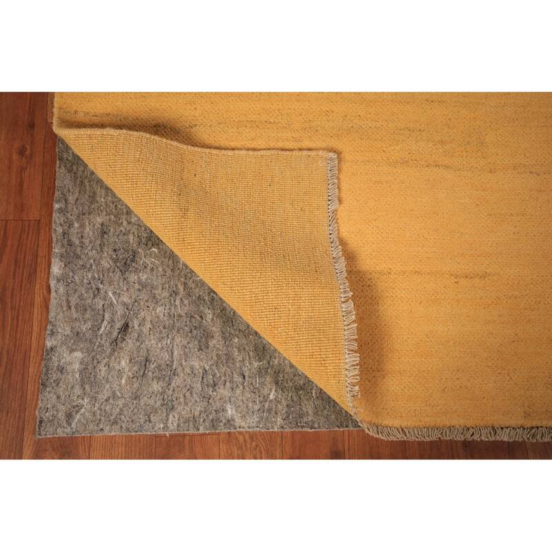 Modern Yellow Gabbeh Area Rug Hand-Knotted Wool Carpet - 6'6" x 9'9"