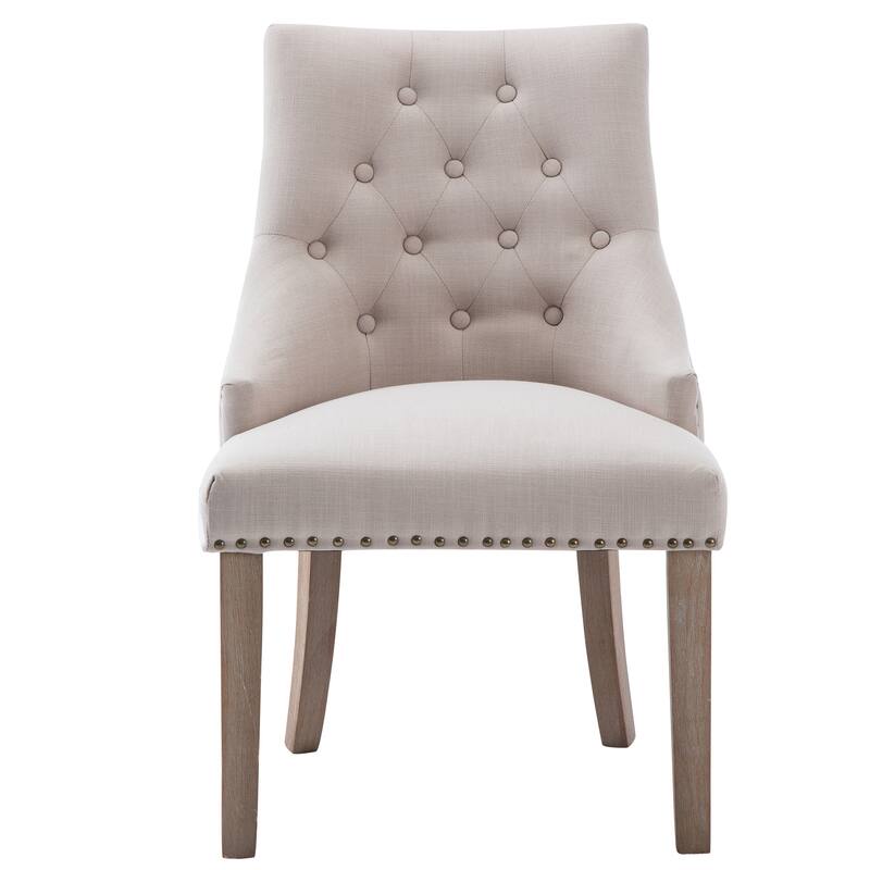 Mid-century Modern Dining chairs Button Tufted Accent Chairs with Nailhead Trim Set of 2