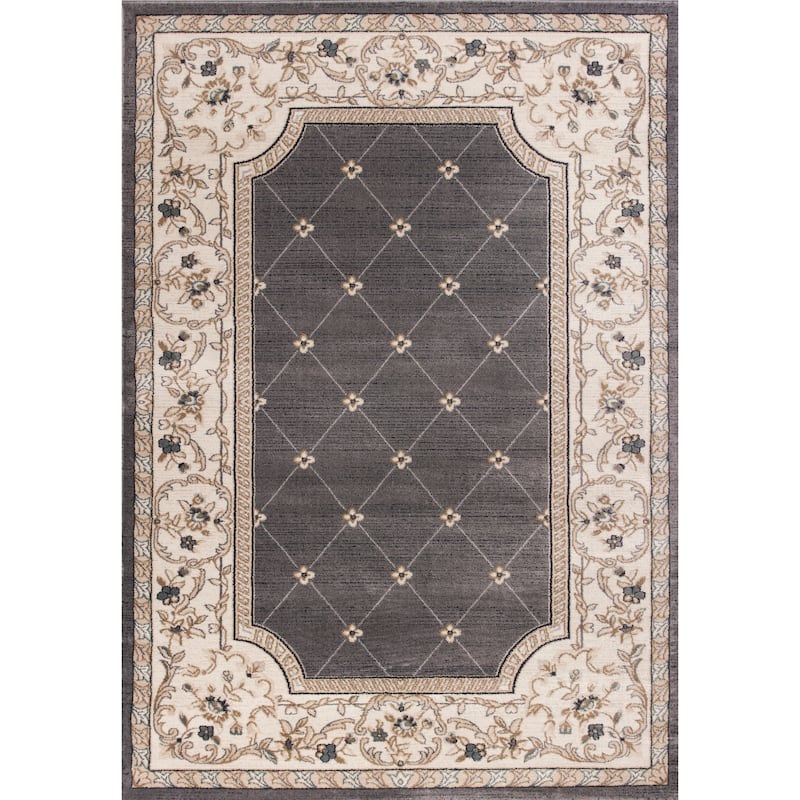 Domani Avon Elegant Victorian Trellis Rug - 3'3" x 5'3" - Grey