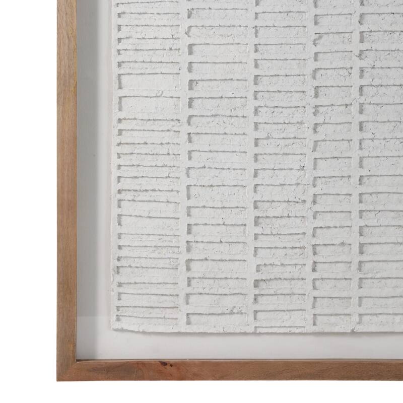 Paper Mache Wooden Frame Glass Wall Art - Ivory, 37x48 in.