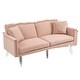 preview thumbnail 52 of 115, Velvet Loveseat Sofa Bed with 2 Pillows, Mid Century 2-Seat Couches Convertible Sofa Bed for Living Room, Bedroom,Office