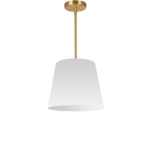 Dainolite Oversized Drum Modern Gold Luxury Pendant Light Modern Pendant Light w/ White Tapered Drum Shade