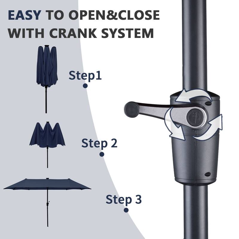Autlaycil 13 ft Patio Umbrella with Crank Outdoor Umbrella with Base