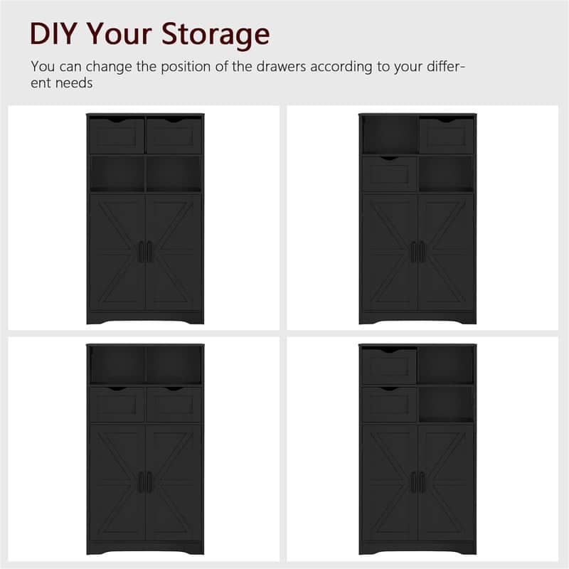 Floor Cabinet with 2 Doors 2 Drawers - 11.4"D x 23.6"W x 42.7"H