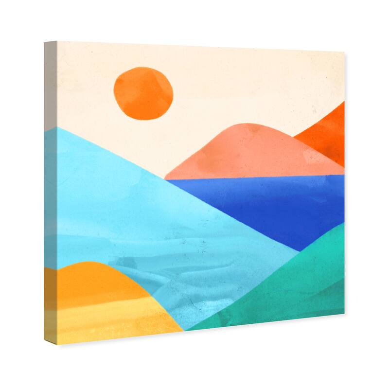 Wynwood Studio Prints Nature and Landscape Bright Hill Tops Blue and Celeste Modern & Contemporary Wall Art Canvas Print