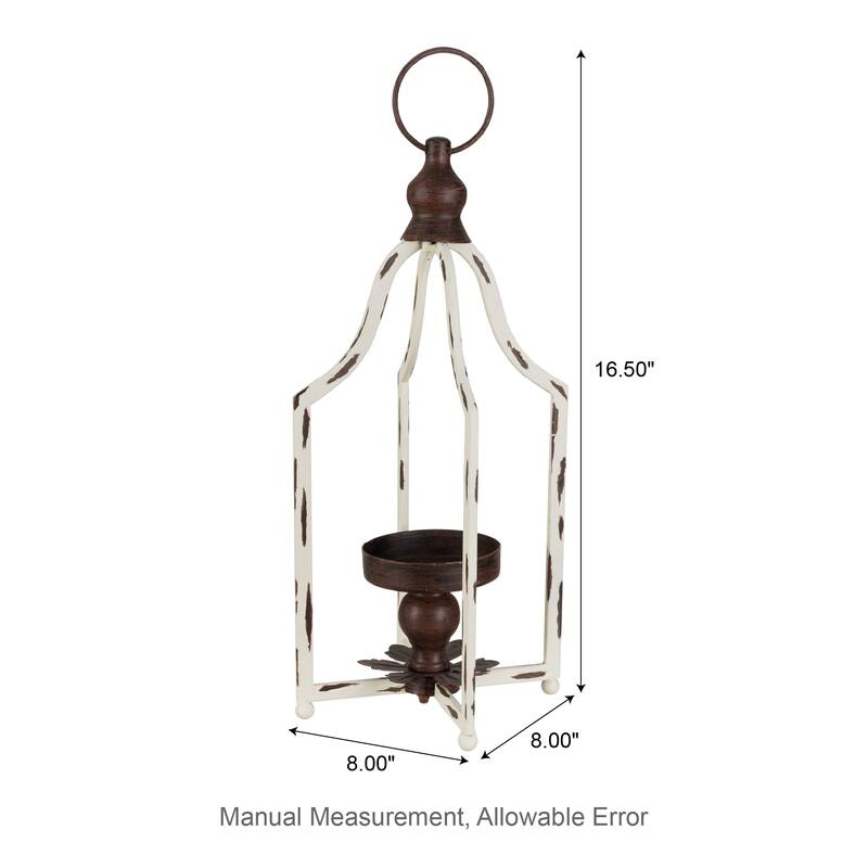 Glitzhome Set of 2 Farmhouse Metal Decorative Lanterns Hanging Candle Holders Wedding Decor
