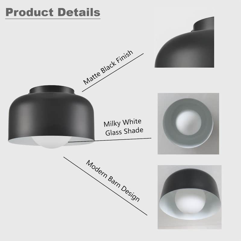 Milazzo Industrial Saten Black Ceiling Light Fixture , 1-Light