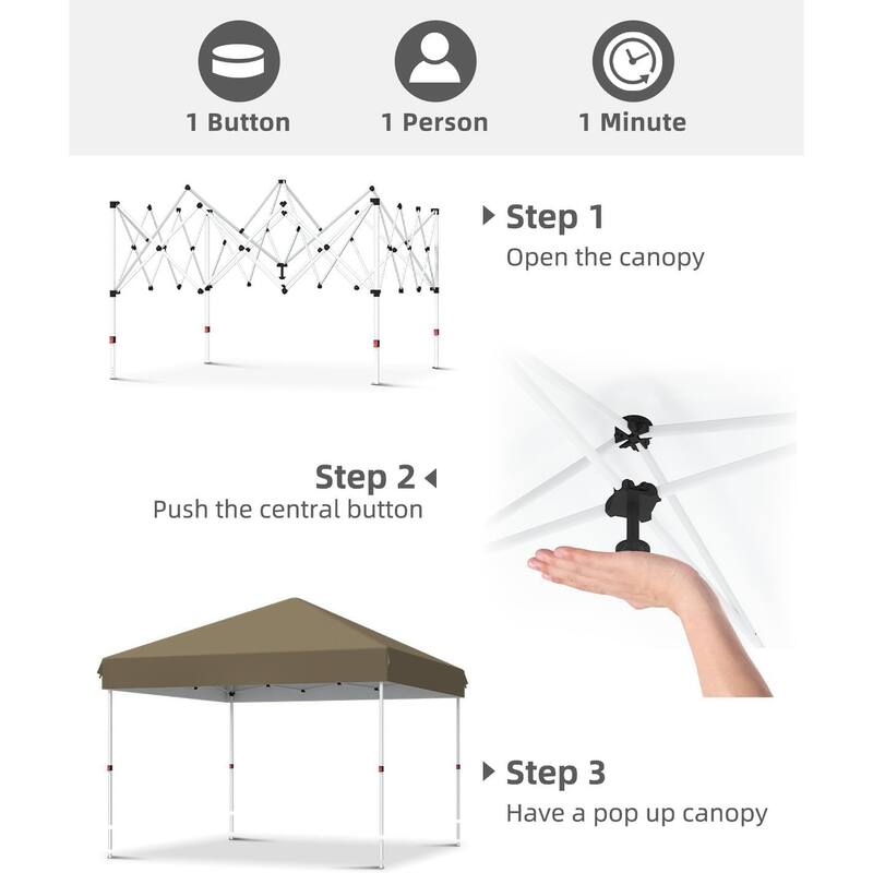 Folding Pop Up Canopy Tent, Height Adjustable