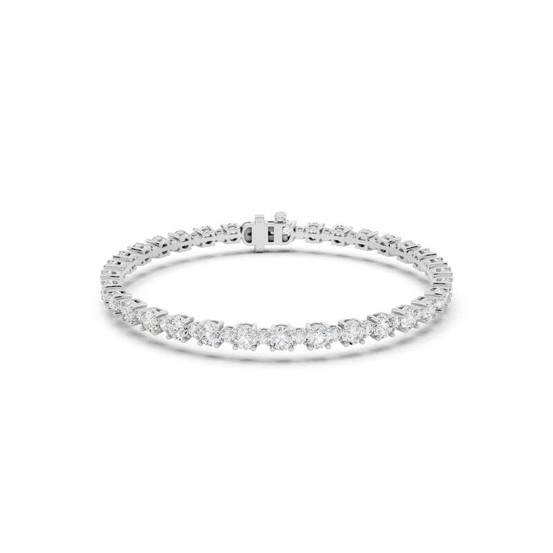 Auriya 14K Gold Alternating Round Lab Grown Fashion Bracelet 8 ct. tw. (F-G VS) - White