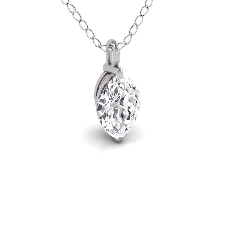 Marquee Lab Grown 1/2 Carat Marquise Solitaire Diamond Pendant in 14K White Gold