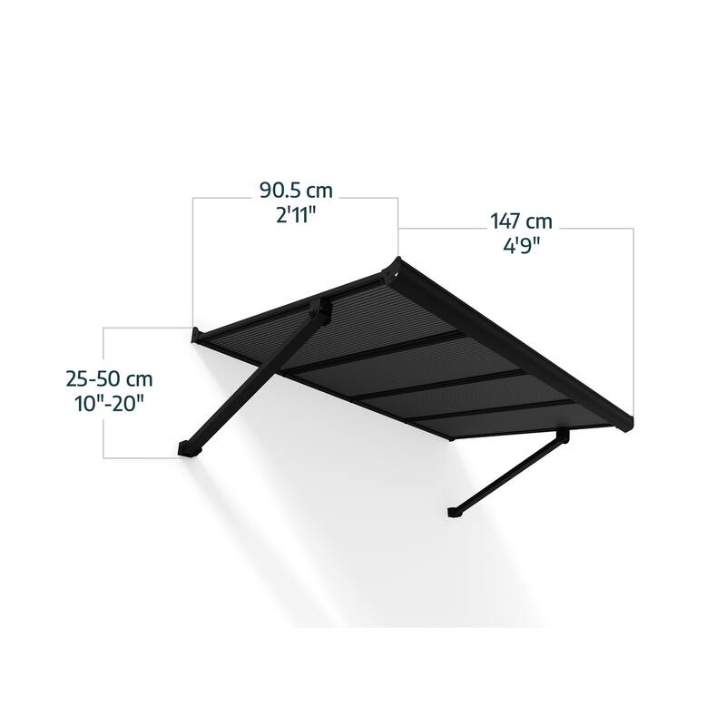 Canopia Augustine 3 ft. Black/Gray Door and Window Awning