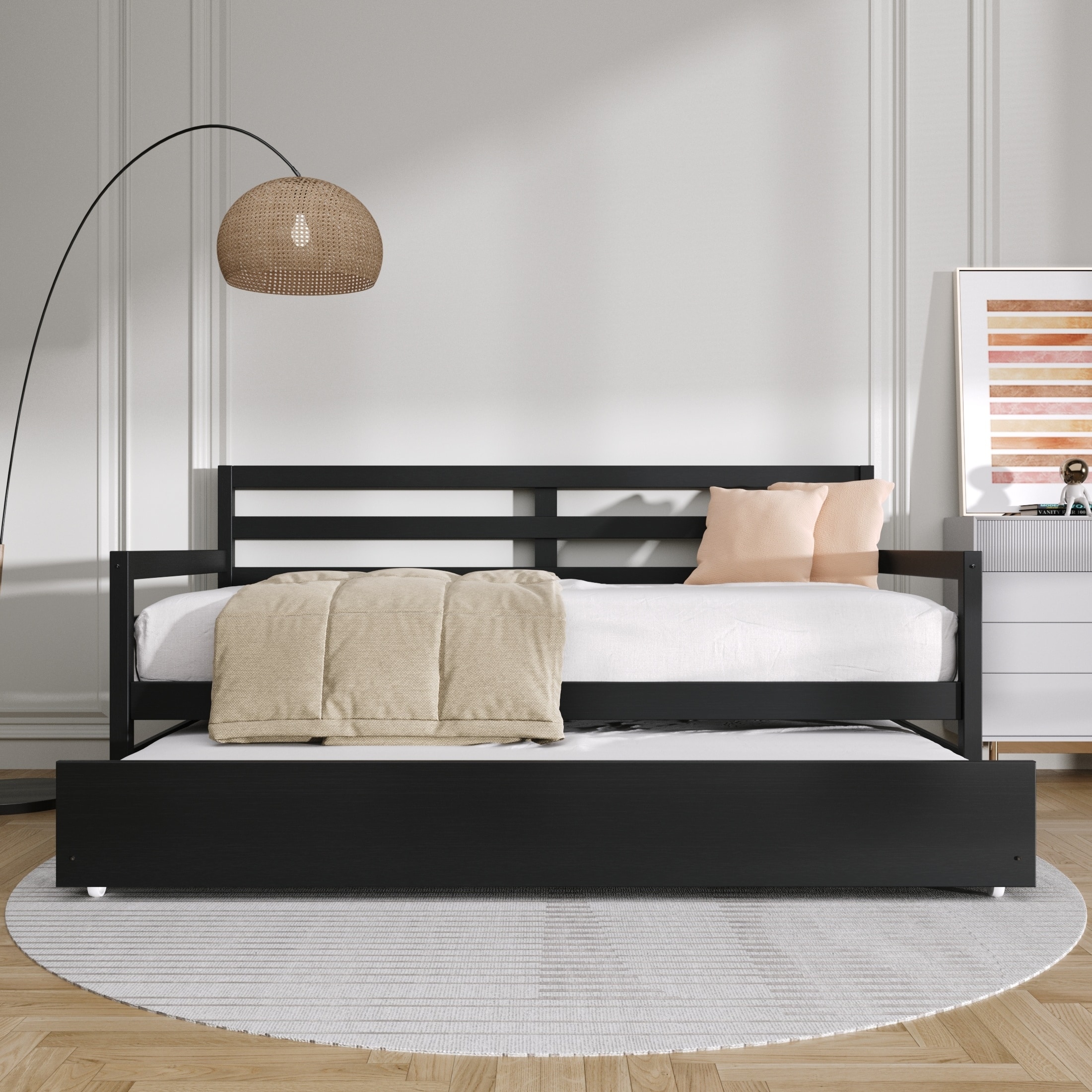 CraftPorch Rustic Wooden Twin Size Daybed With Trundle