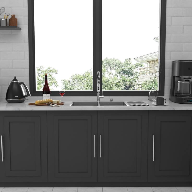 Double Bowl (50/50) Drop in Kitchen Sink 16 Gauge with Two 10" Deep Basin - Brushed Nickel