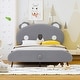 preview thumbnail 2 of 42, Full Size Upholstered Platform Bed with Animal Shaped Headboard