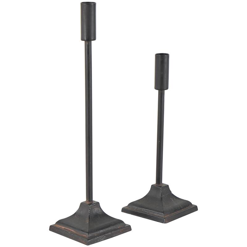 Metal Turned Style Decorative Candle Holder with Tapered Bases - Set of 3 Black - Roche River Decor