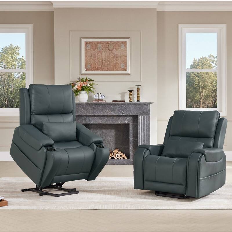 Spruce & Spring Leather Lift Recliner Chair for Elderly with Heat and Massage
