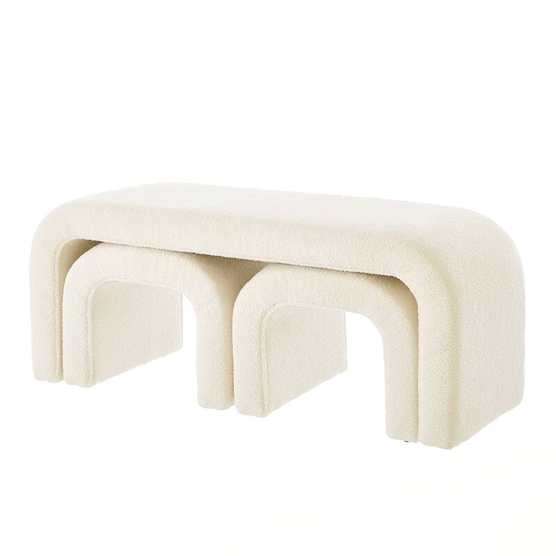 Set of 3 U-Shaped Modern Bench Ottoman Bench for Entryway