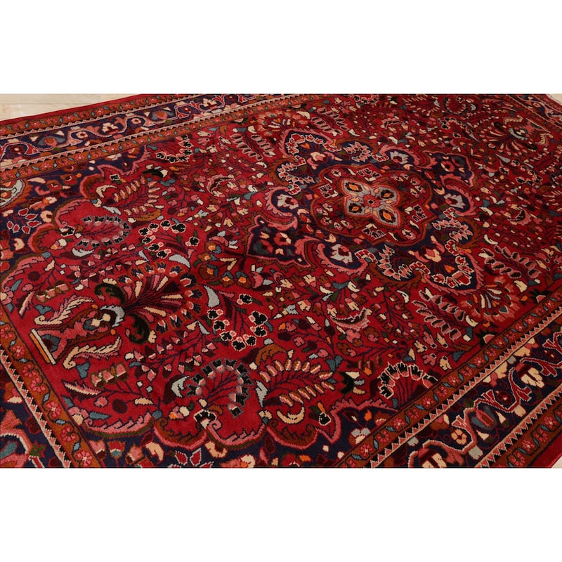 7'2''x11'1'' Hand Knotted Wool Red Hamedan Traditional Rug - 7' 2'' x 11' 1''