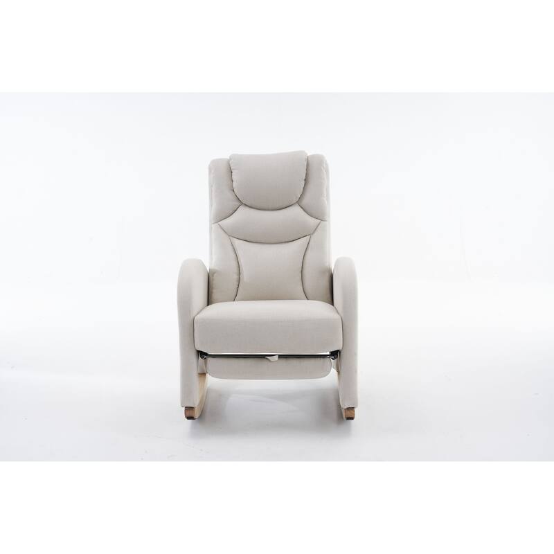 Linen Rocking Chair With Adjustable Footrest