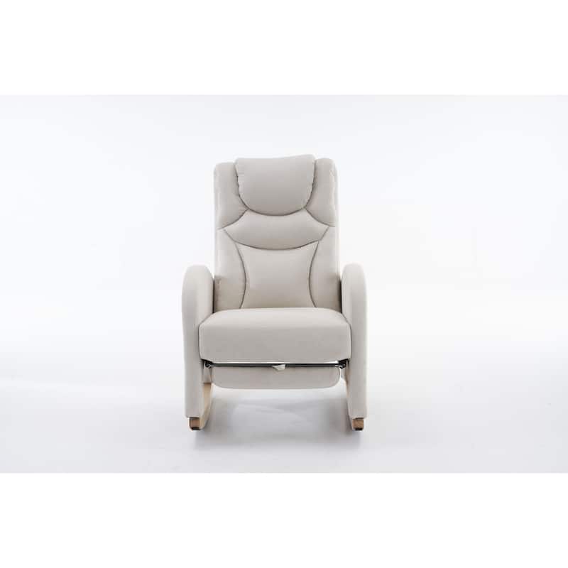 Rocking Chair With Adjustable Footrest - Beige