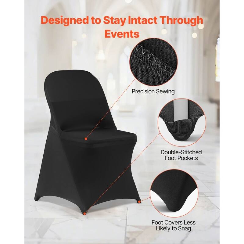 Stretch Chair Covers for Folding Chairs Polyester Spandex Elastic Slip On Wedding Party Banquet Event Decor