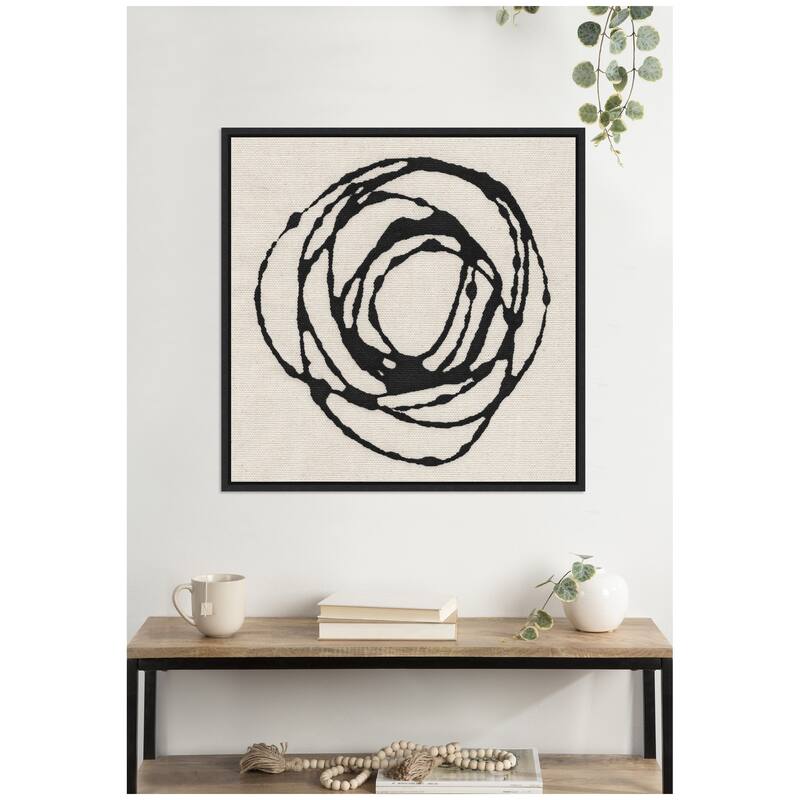 Kate and Laurel Sylvie Flowing Circle Abstract Framed Canvas by The Creative Bunch Studio