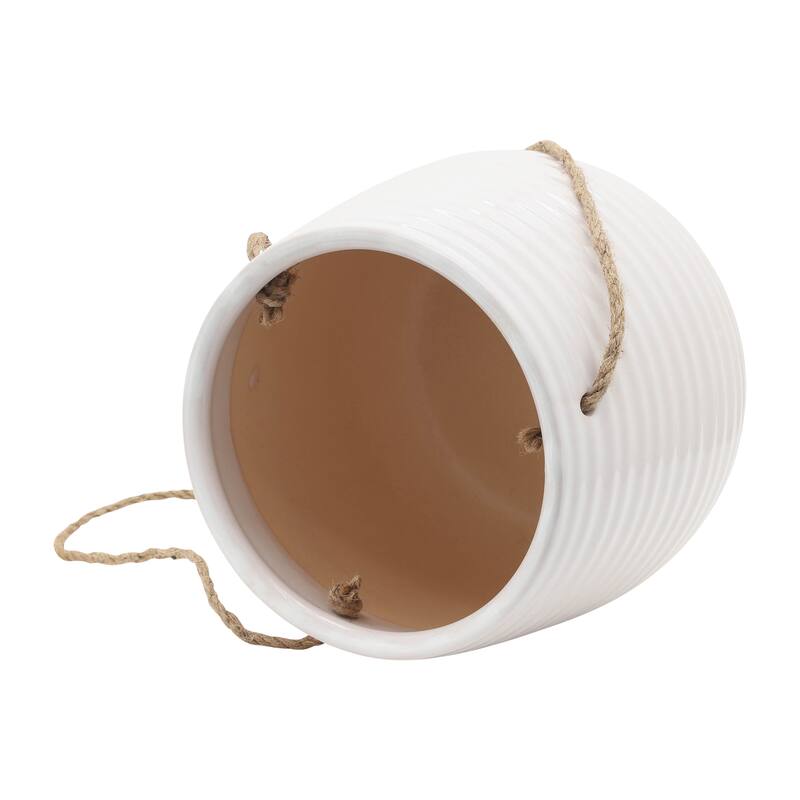 Sagebrook Home Neutral Textured Ceramic Hanging Planter