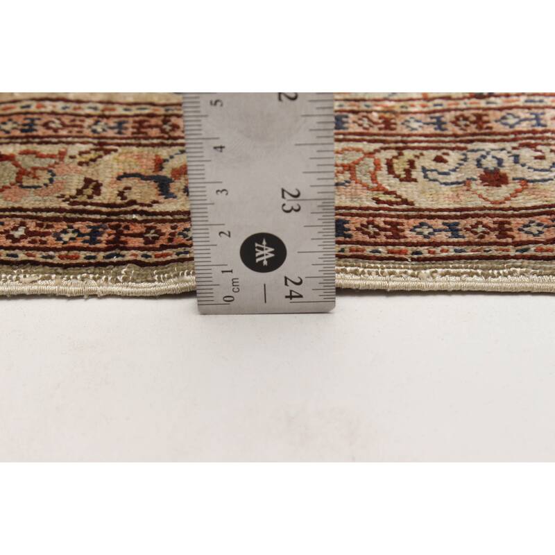 ECARPETGALLERY Hand-knotted Hereke Beige Silk Rug - 1'5 x 1'10