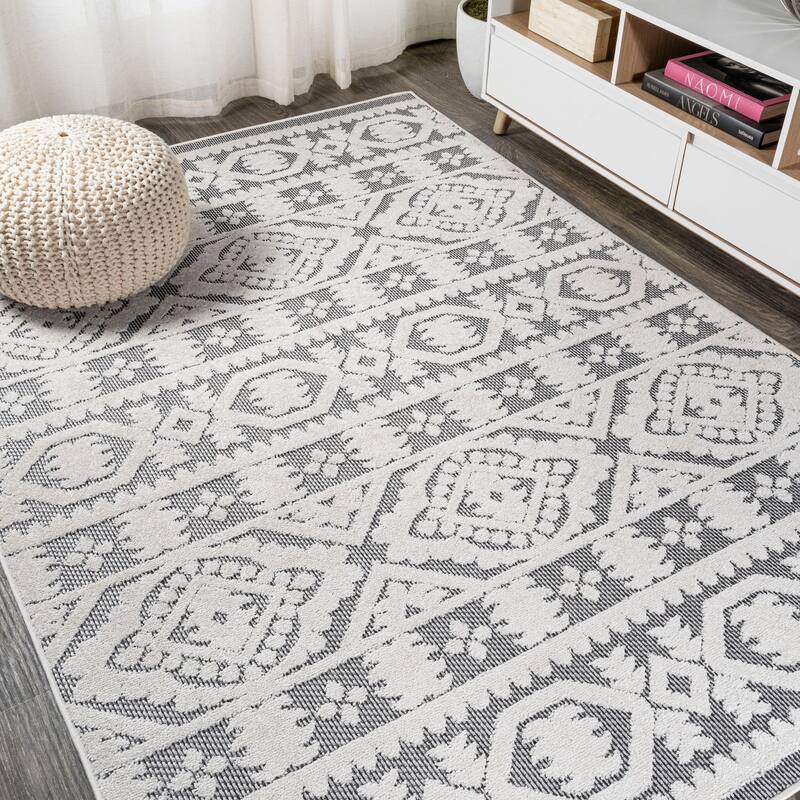 JONATHAN Y Jordan High-Low Pile Mediterranean Tile Indoor/Outdoor Area Rug