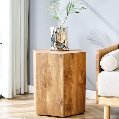 Rustic Coffee Table End Table Accent Table with Complex Texture Patterns, Easy-to-Assemble for Living Room