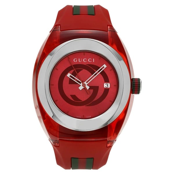 slide 1 of 4, Gucci Silicone Trendy Red Unisex Analog Watch - N/A