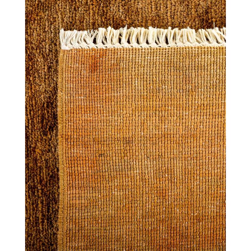 Overton Hand Knotted Wool Vintage Inspired Modern Contemporary Overdyed Gold Area Rug - 8' 1" x 9' 7"