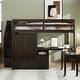 preview thumbnail 96 of 110, Twin/Full Size Loft Bed with Storage Staircase, Wardrobe and Desk, Solid Wood Loft Bedframe with 2 Storage Drawers and Shelves