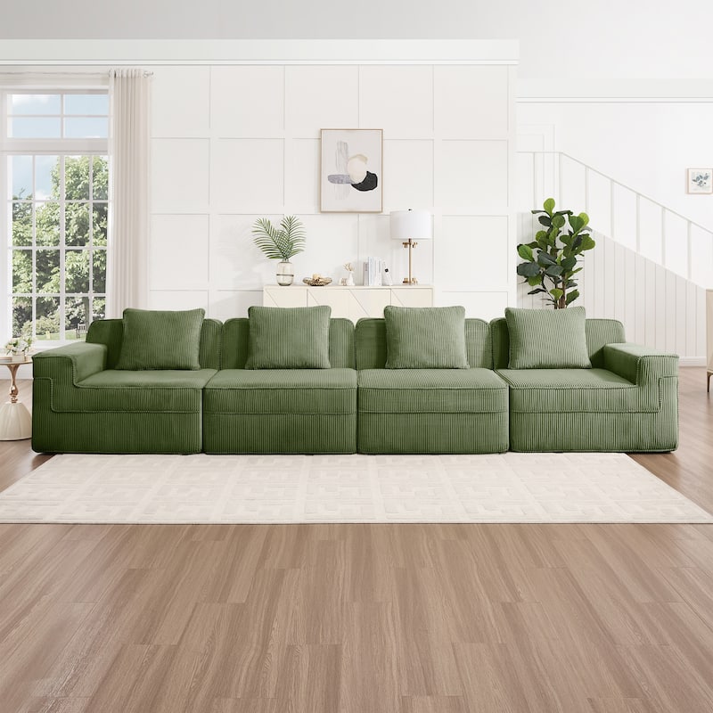 GDFStudio - Modular 4-Seater 153.5" Corduroy Boneless Cloud Sofa