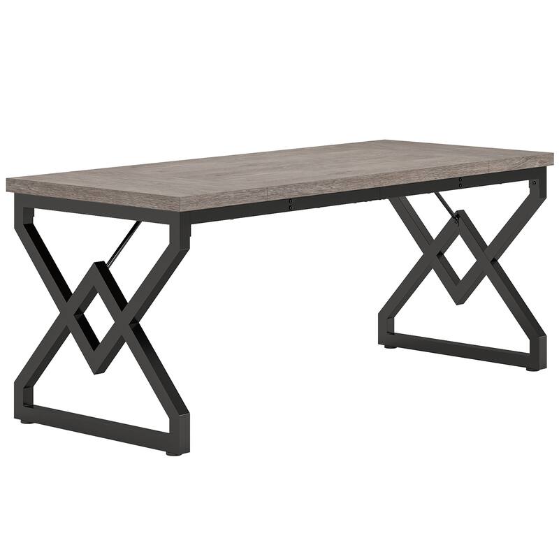 63-inch Executive Desk with Metal Frame, Modern Office Computer Desk for Home Office