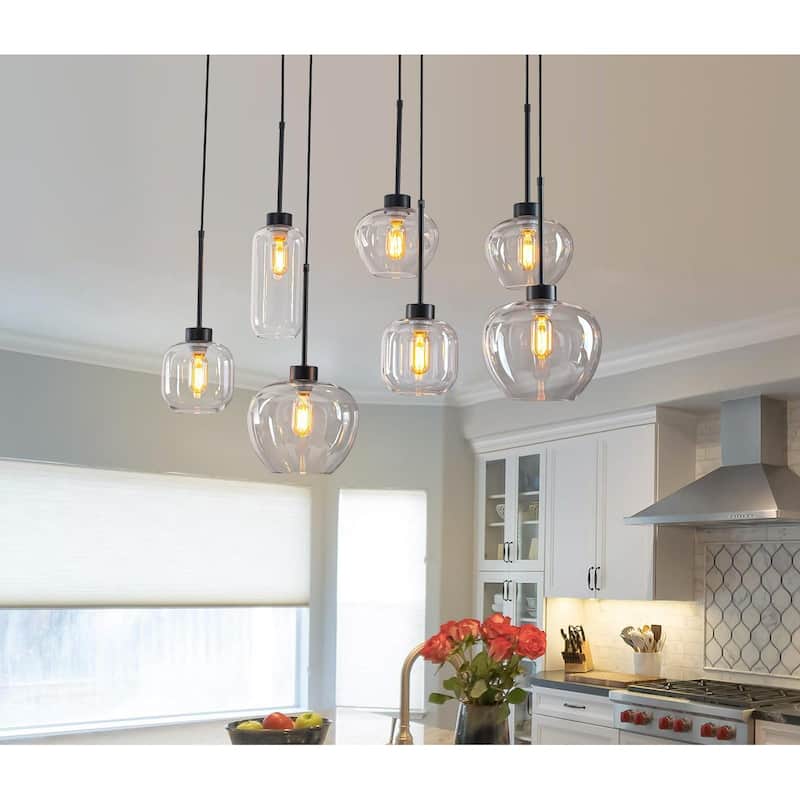 7-Light Cluster Glass Liner Kitchen Island Pendant Light for Dining/ Living Room