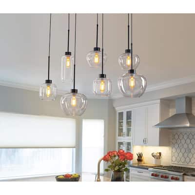 7-Light Cluster Glass Liner Kitchen Island Pendant Light for Dining/ Living Room