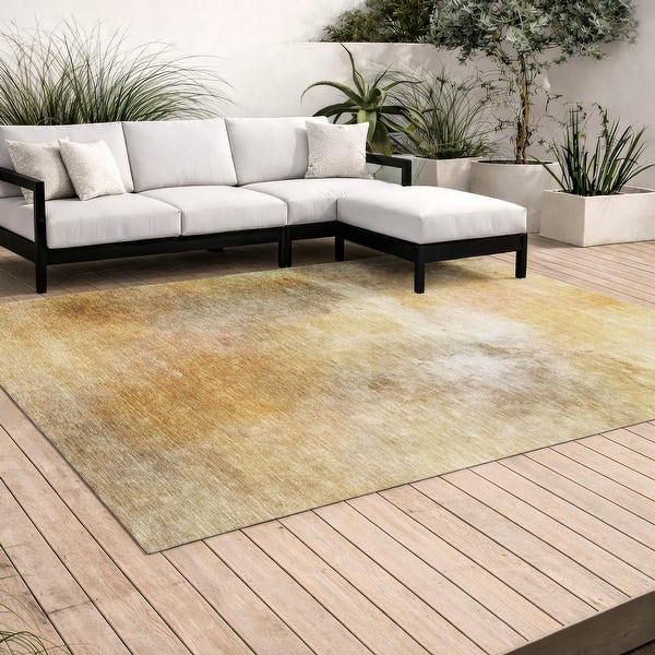 slide 2 of 13, Machine Washable Indoor/ Outdoor Abstract Waterboro Chantille Rug Wheat - 10' x 14'